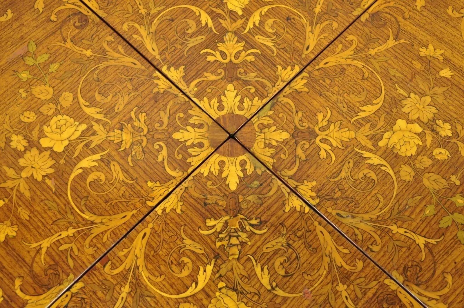 Ancienne table de jeu de cartes pliante française Louis XV en bois de rose incrusté de citronnier Bon état - En vente à Philadelphia, PA