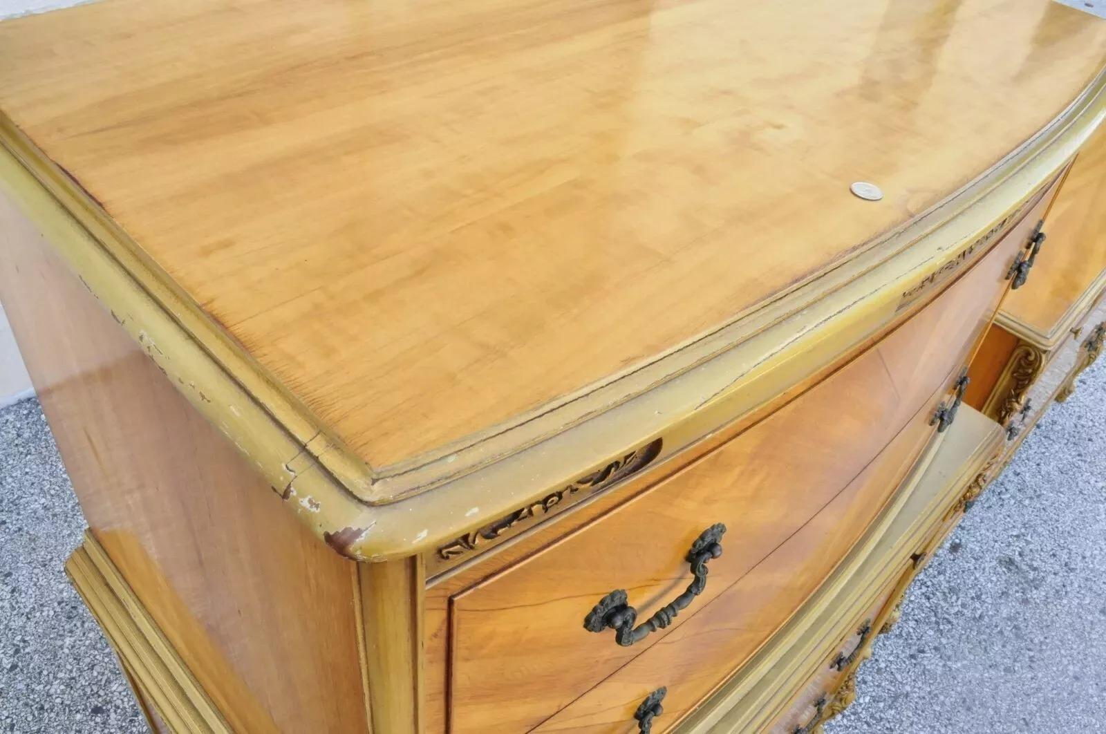 Antique French Louis XV Satinwood Bedroom Set Dresser Vanity Mirror - 9 Pc Set en venta 3