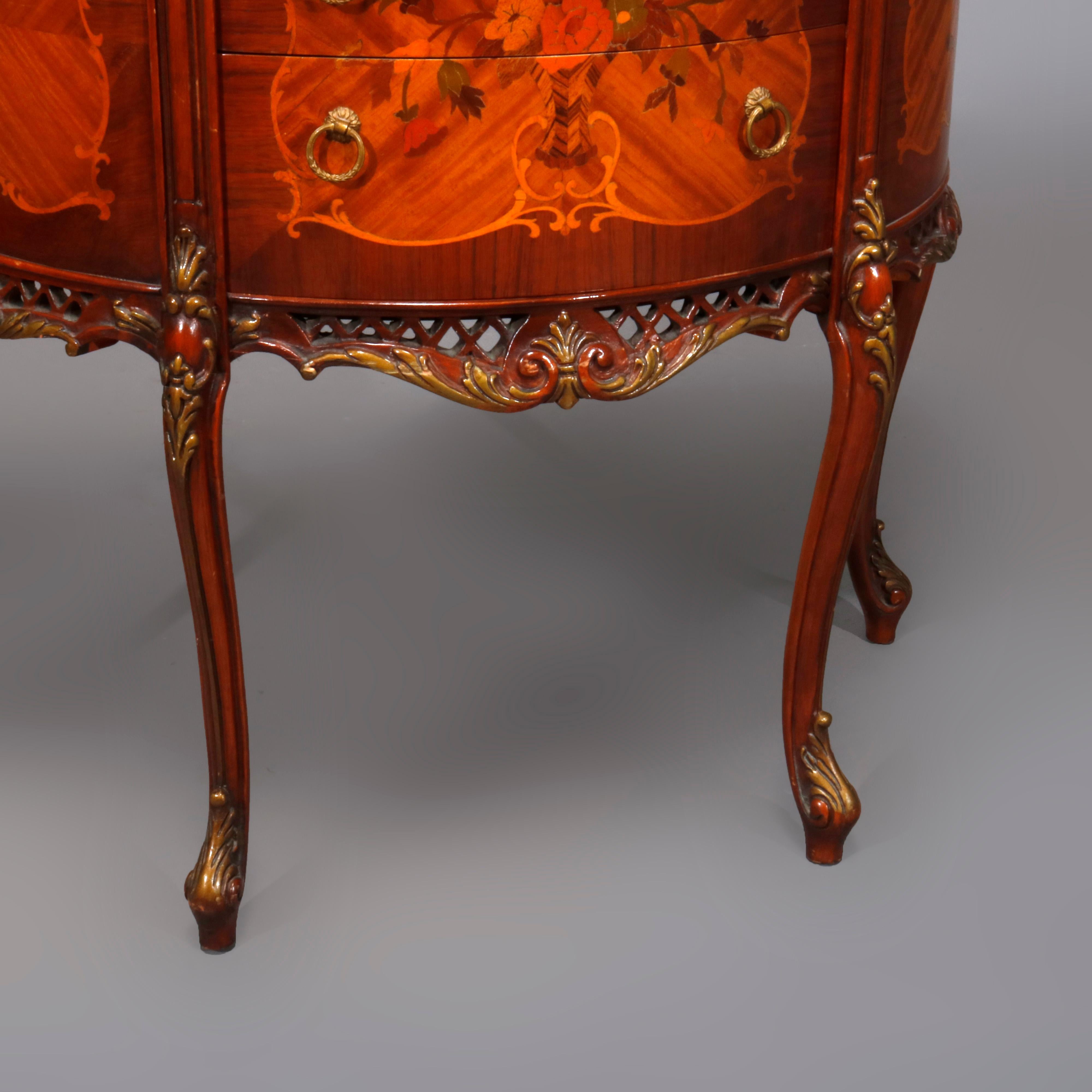 Antique French Louis XV Satinwood Inlaid Mahogany Marble Top Commode 7