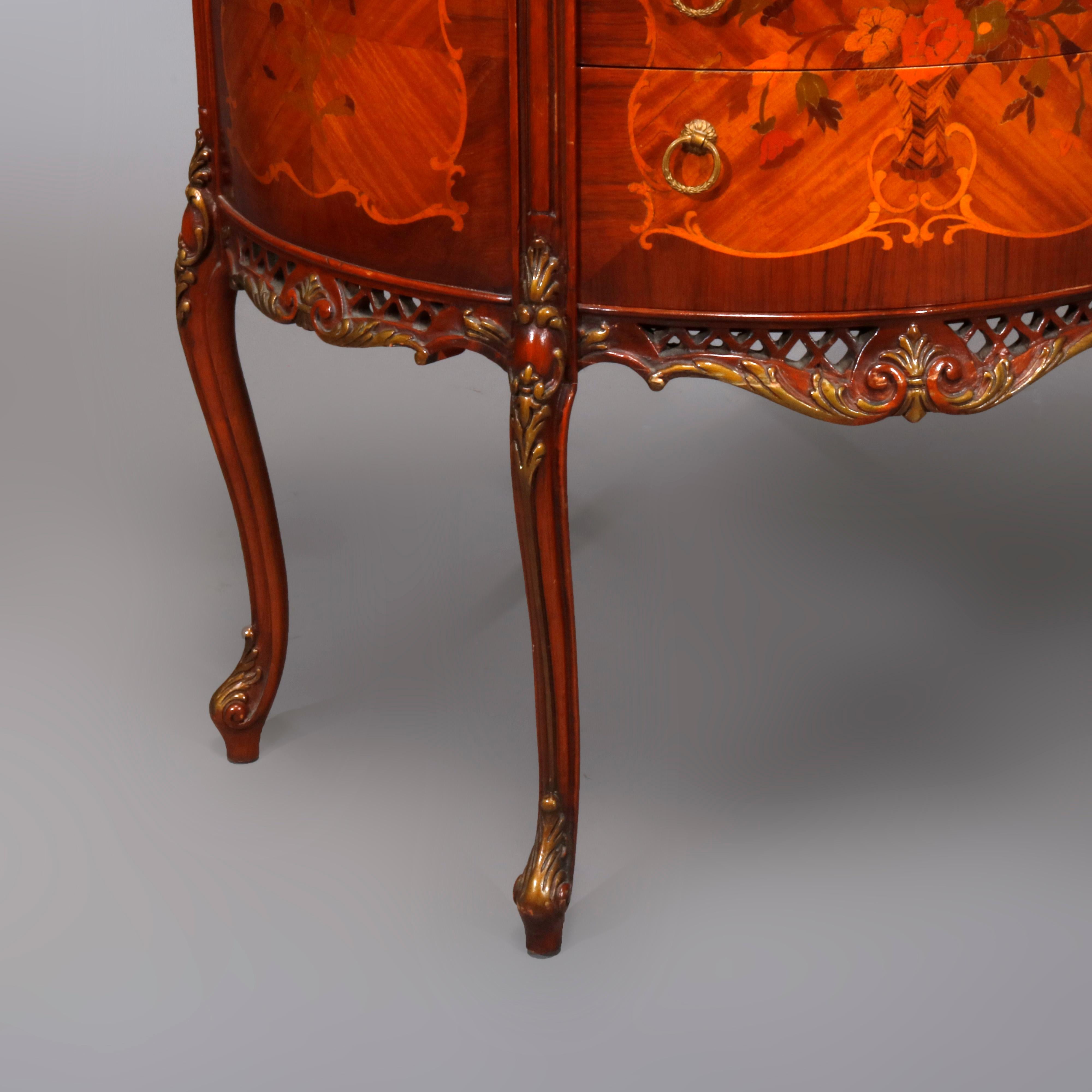 Antique French Louis XV Satinwood Inlaid Mahogany Marble Top Commode 8