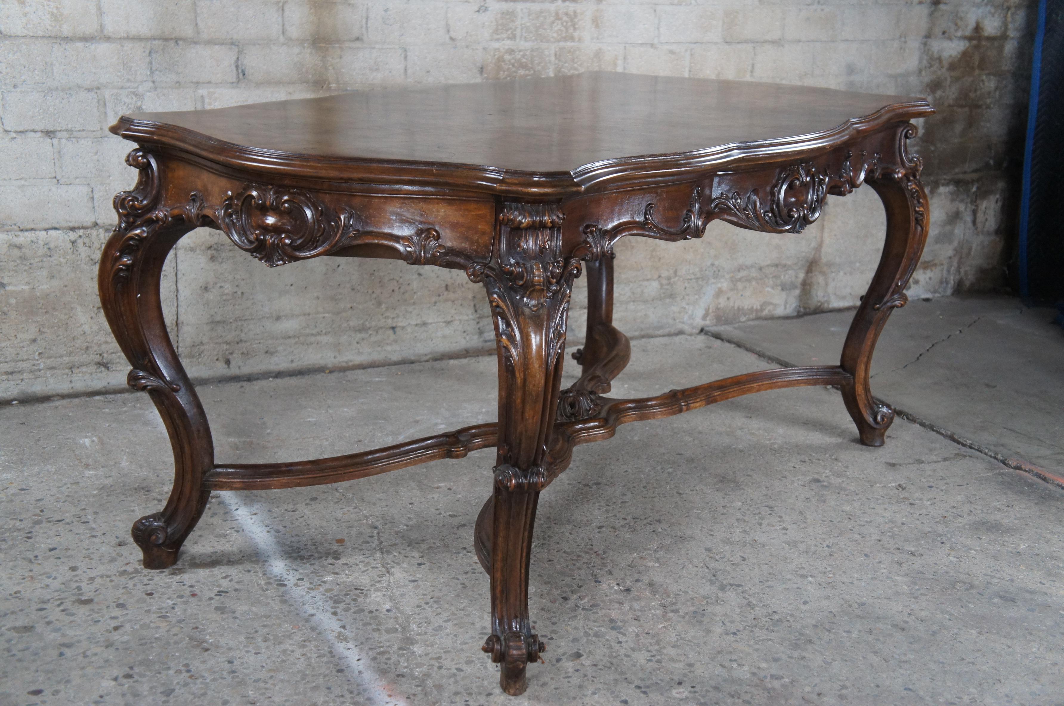 Antique French Louis XV Serpentine Rococo Walnut Dining Table Library Desk 6