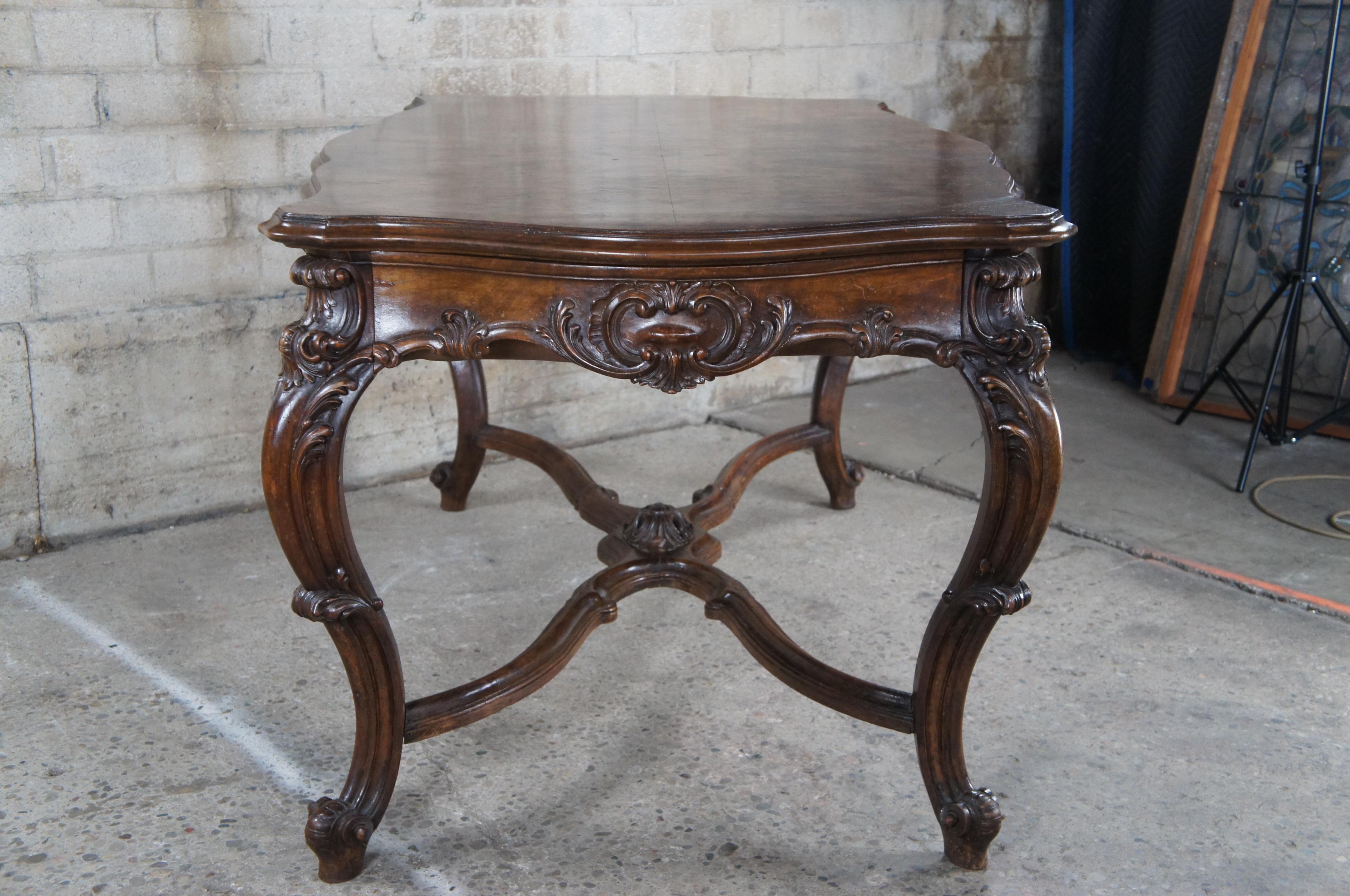 Antique French Louis XV Serpentine Rococo Walnut Dining Table Library Desk 7