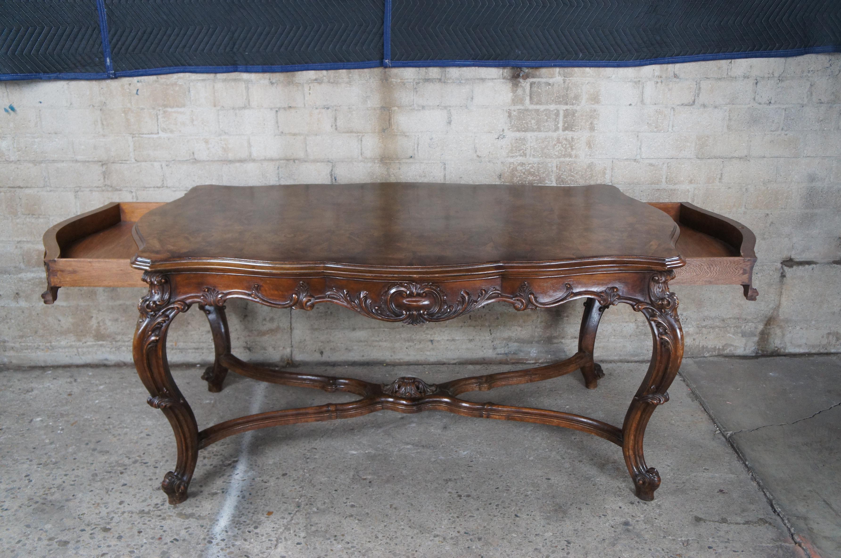 Antique French Louis XV Serpentine Rococo Walnut Dining Table Library Desk 4