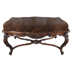Antique French Louis XV Serpentine Rococo Walnut Dining Table Library Desk