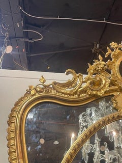 Antique French Louis XV Shaped Giltwood Mirror