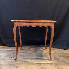 Antique French Louis XV Side Table or Desk with Inlaid Embossed Leather Top