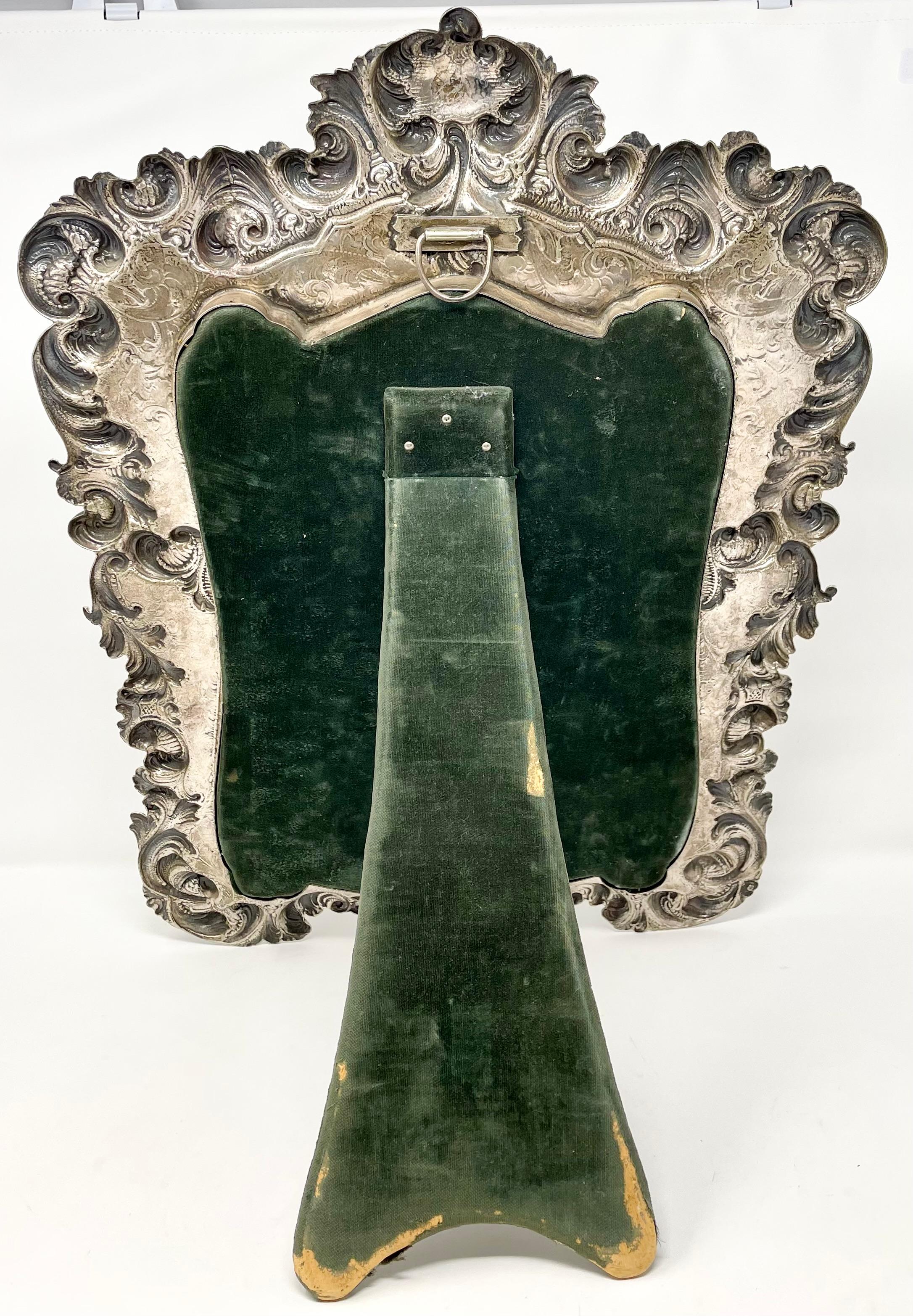 Antique French Louis XV Silver Mirror with Beveling, Circa 1880. For Sale 4