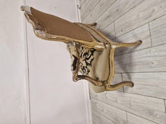 Antique French Louis XV Sofa, Tapestry Upholstery, Gilded Wood, 1800s