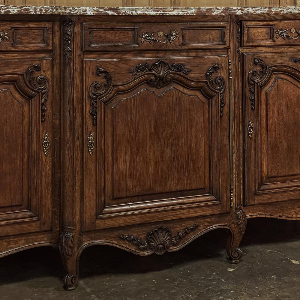 Antique French Louis XV Step-Front Marble Top Serpentine Buffet For Sale 8