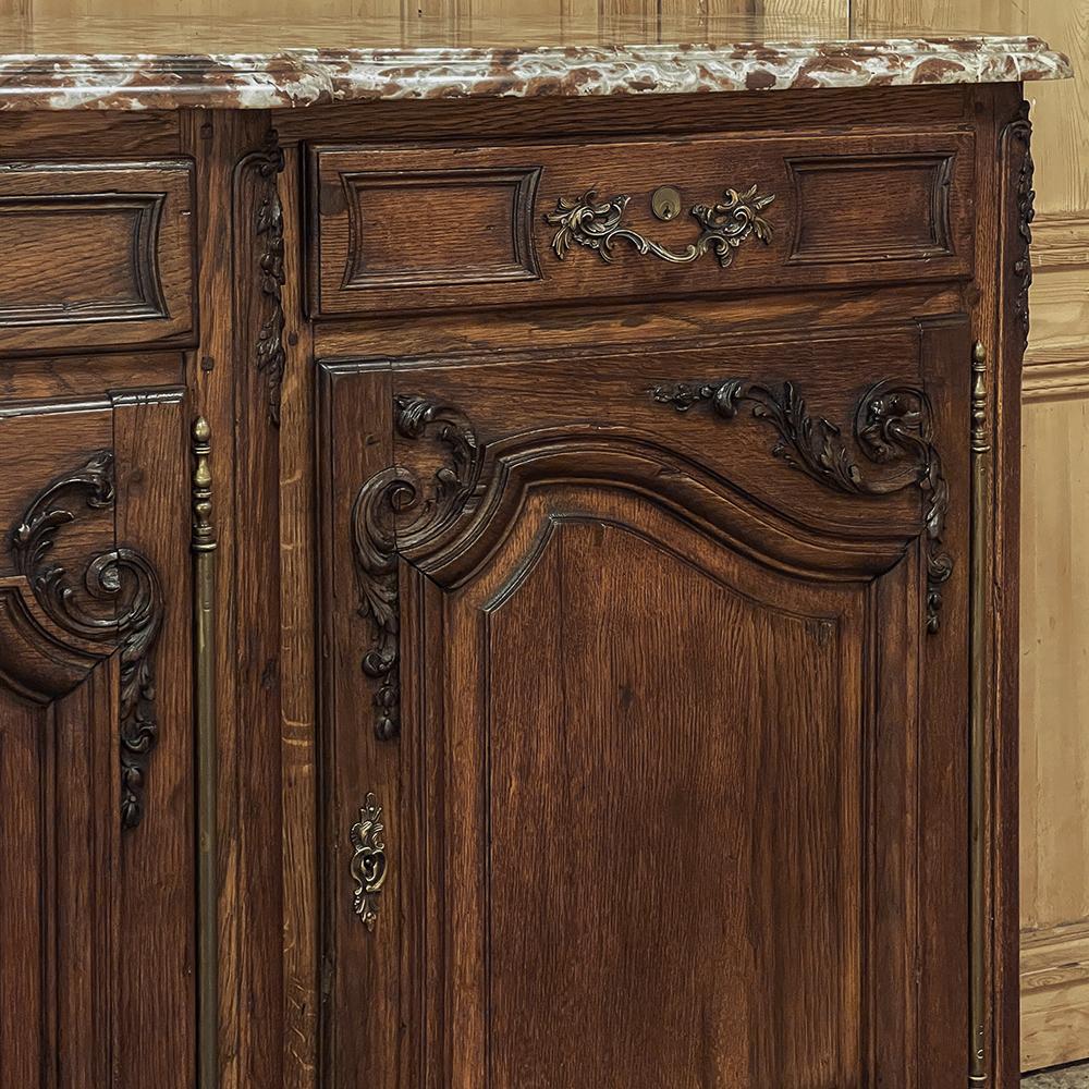 Antique French Louis XV Step-Front Marble Top Serpentine Buffet For Sale 9