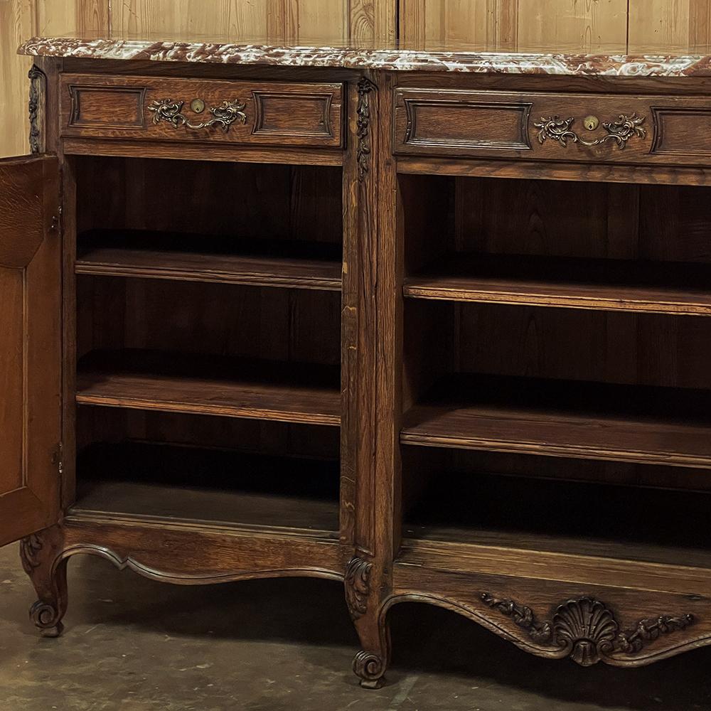20th Century Antique French Louis XV Step-Front Marble Top Serpentine Buffet For Sale