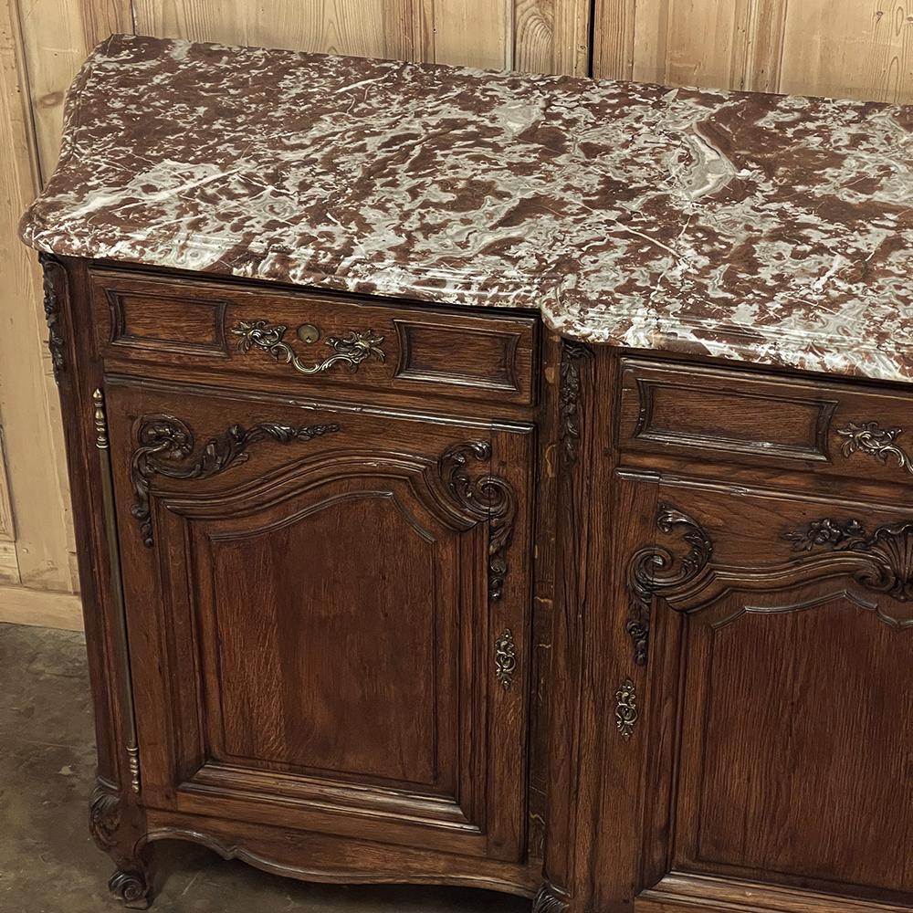 Antique French Louis XV Step-Front Marble Top Serpentine Buffet For Sale 3