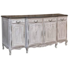 Antique French Louis XV Step-Front Painted Buffet