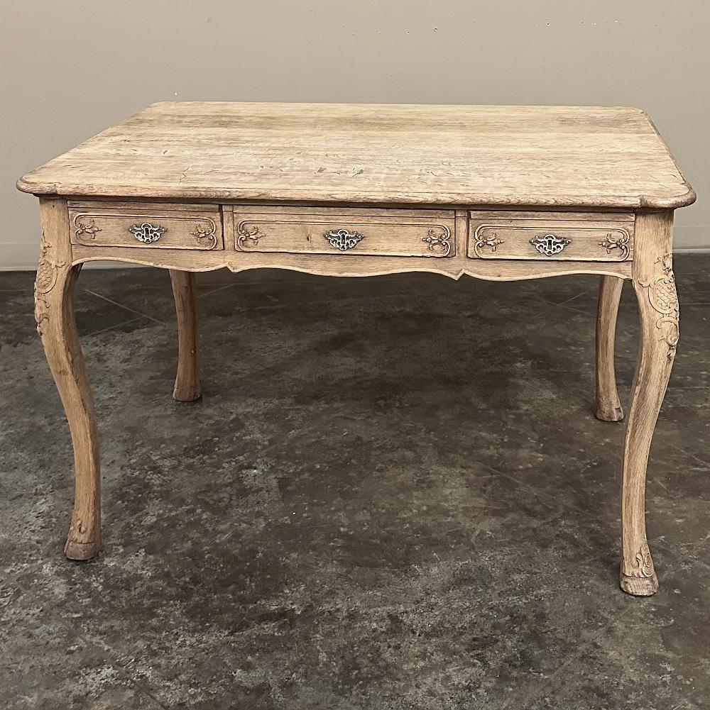 Brass Antique French Louis XV Stripped Desk ~ Bureau Plat For Sale