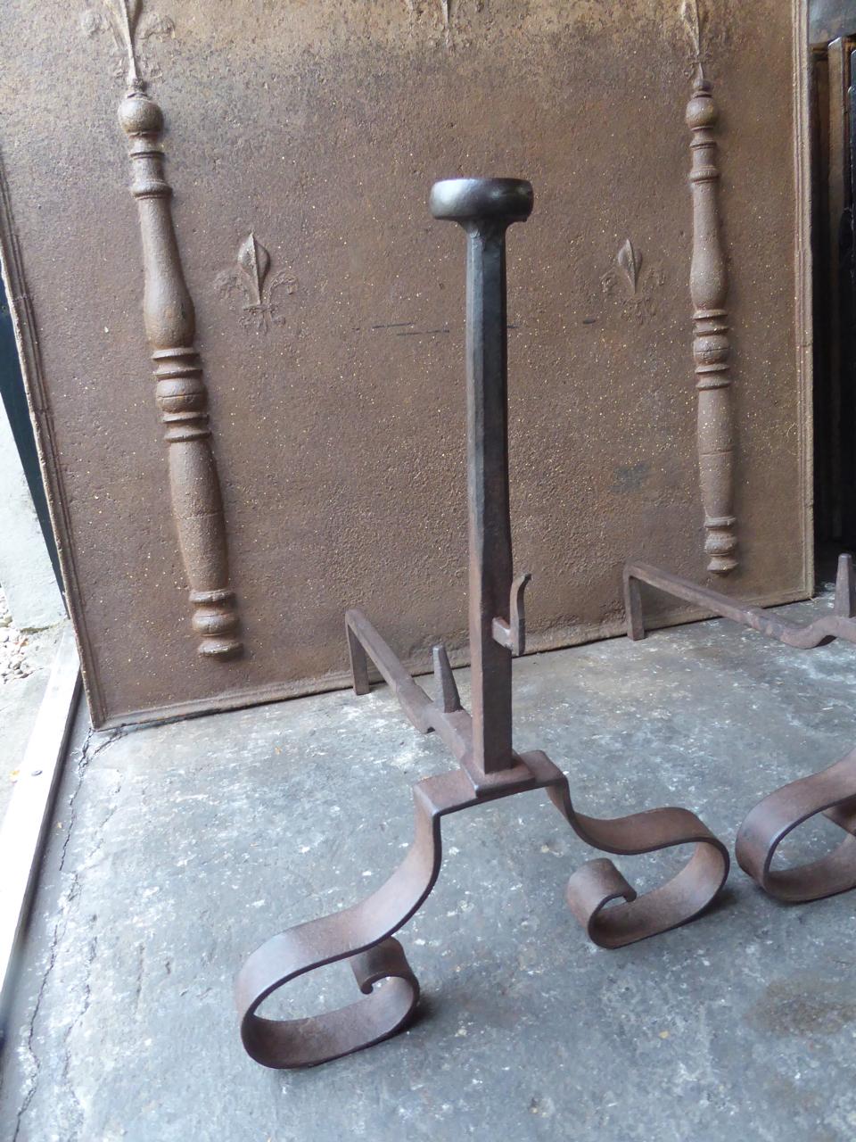 Antique French Louis XV Style Andirons or Firedogs In Good Condition For Sale In Amerongen, NL