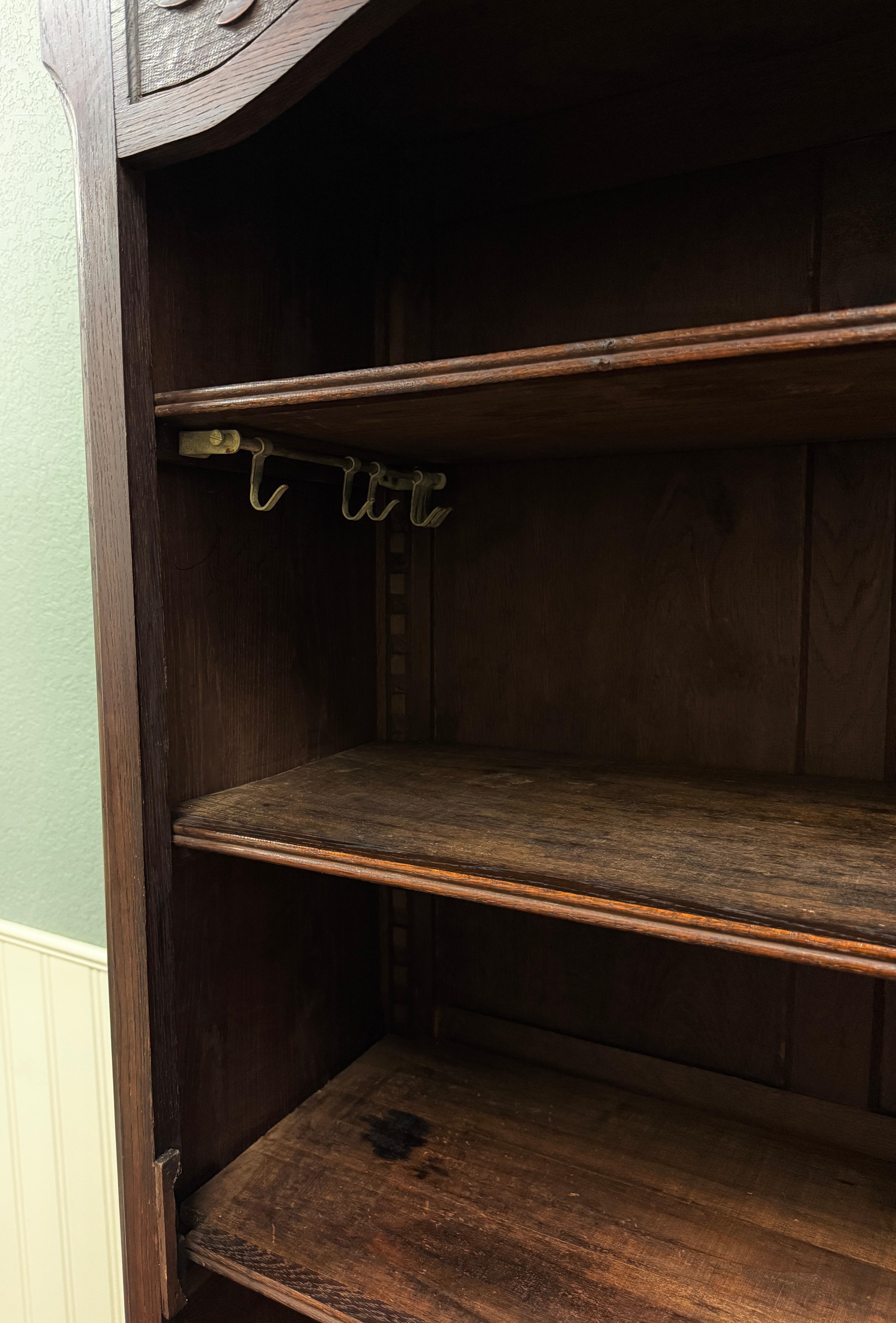 Antique French Louis XV Style Armoire Cupboard Linen Cabinet Bonnetiere Oak For Sale 9