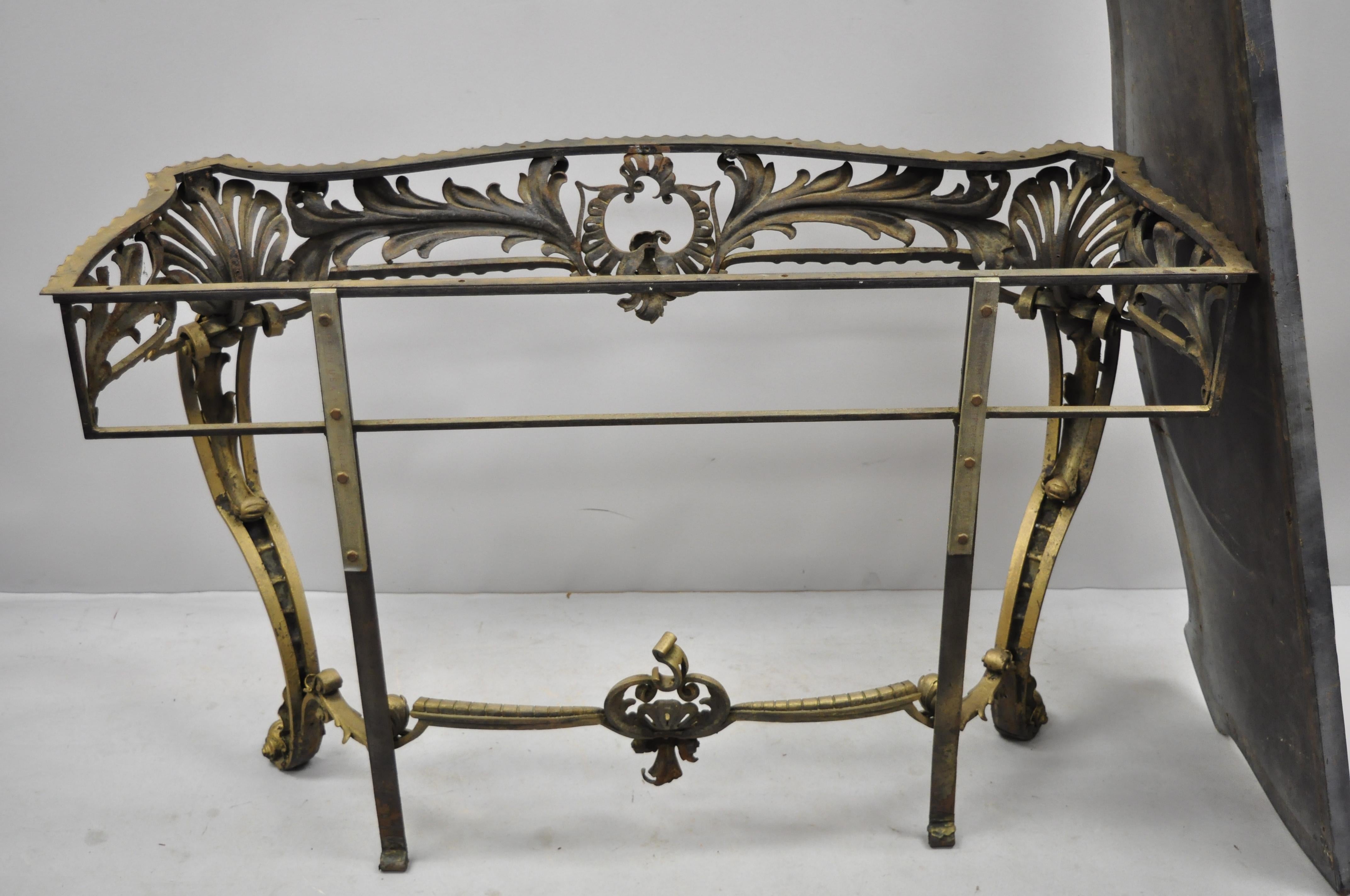 Antique French Louis XV Style Art Nouveau Console Table with Wooden Top 3
