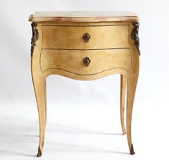 Antique French Louis XV Style Bedside Table or Small Commode in Yellow Ochre