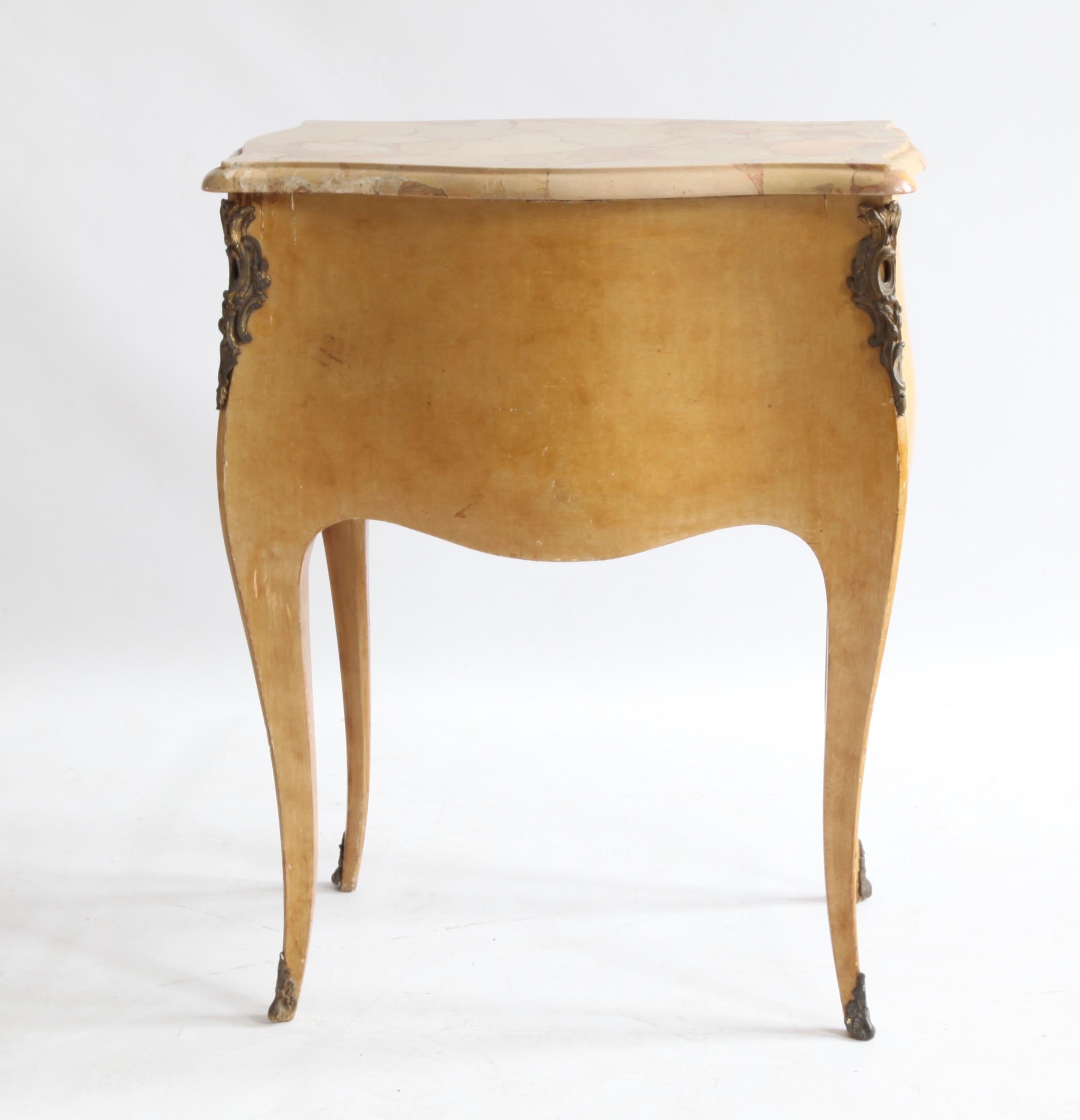 20th Century Antique French Louis XV Style Bedside Table or Small Commode in Yellow Ochre