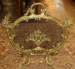 Antique French Louis XV Style Brass High Quality Fire Screen