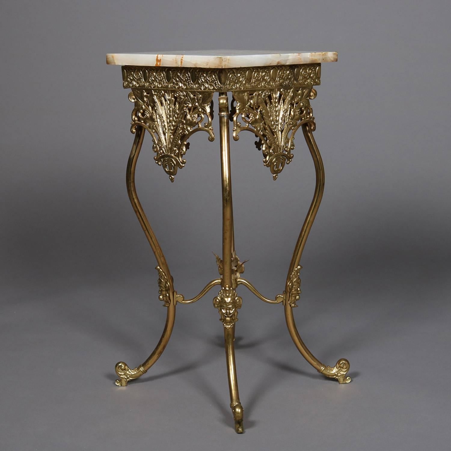 19th Century Antique French Louis XV Style Bronze and Onyx Plant Stand, circa 1890