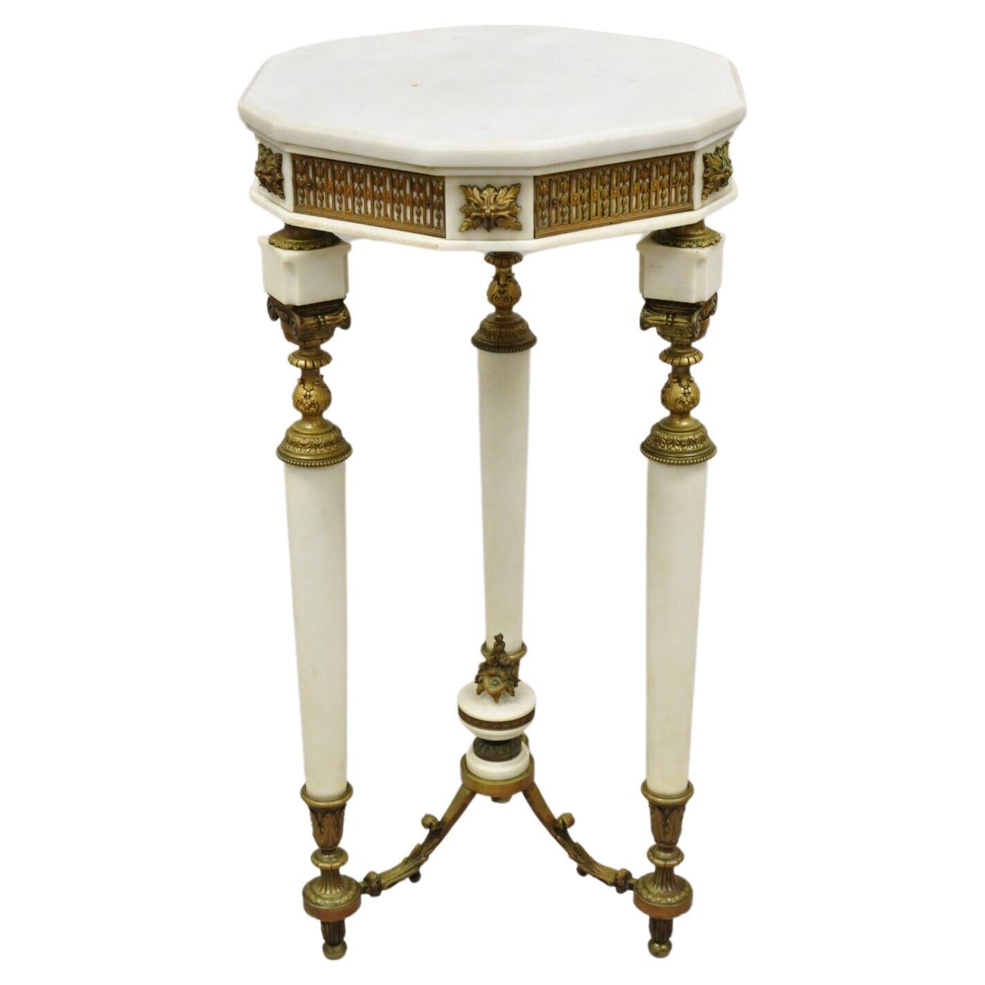 Antique French Louis XV Style Bronze and Marble Parlor Accent Side Table