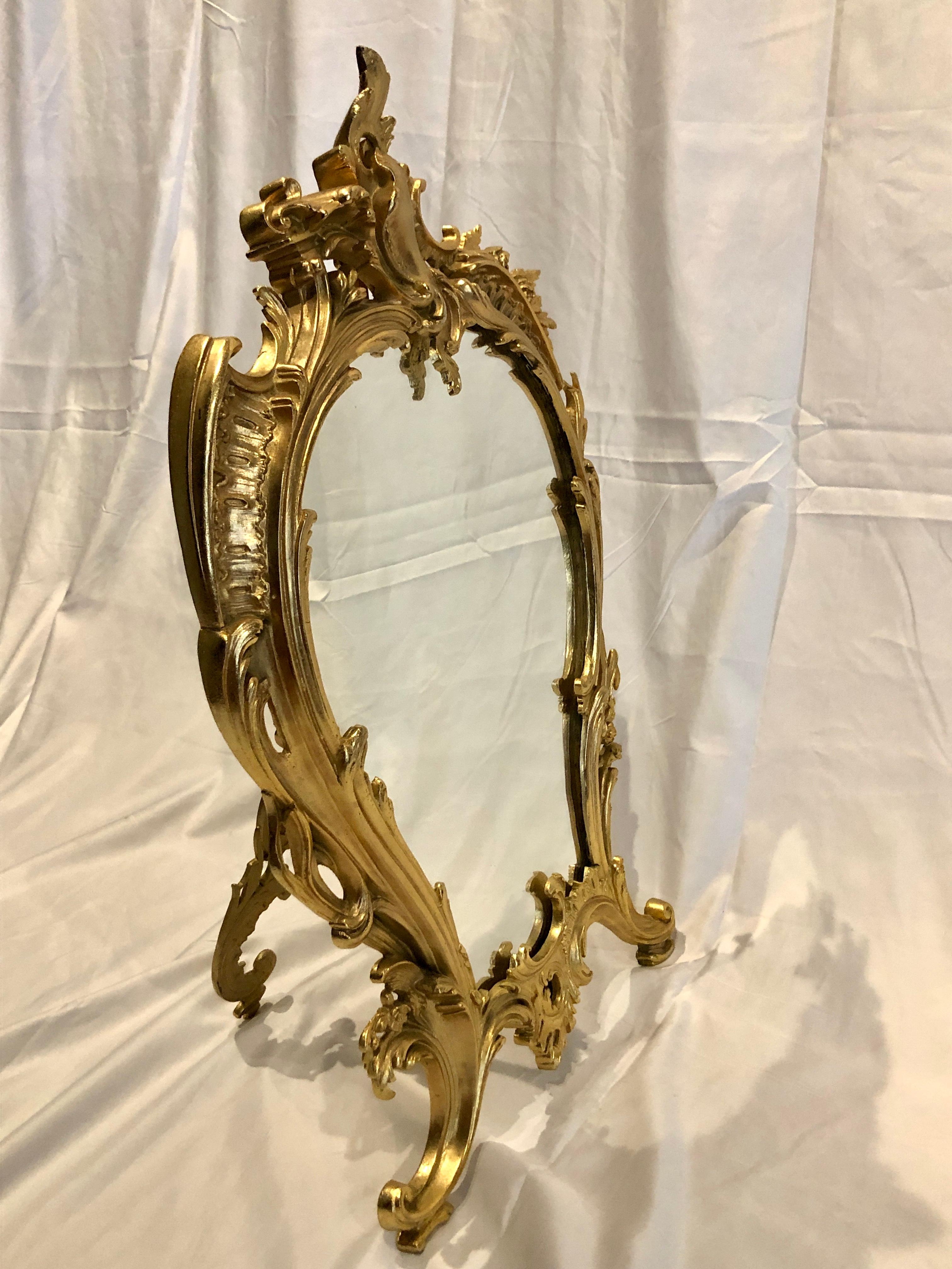 Antique French Louis XV Style Bronze D' Ore Dressing Mirror, circa 1890 In Good Condition In New Orleans, LA