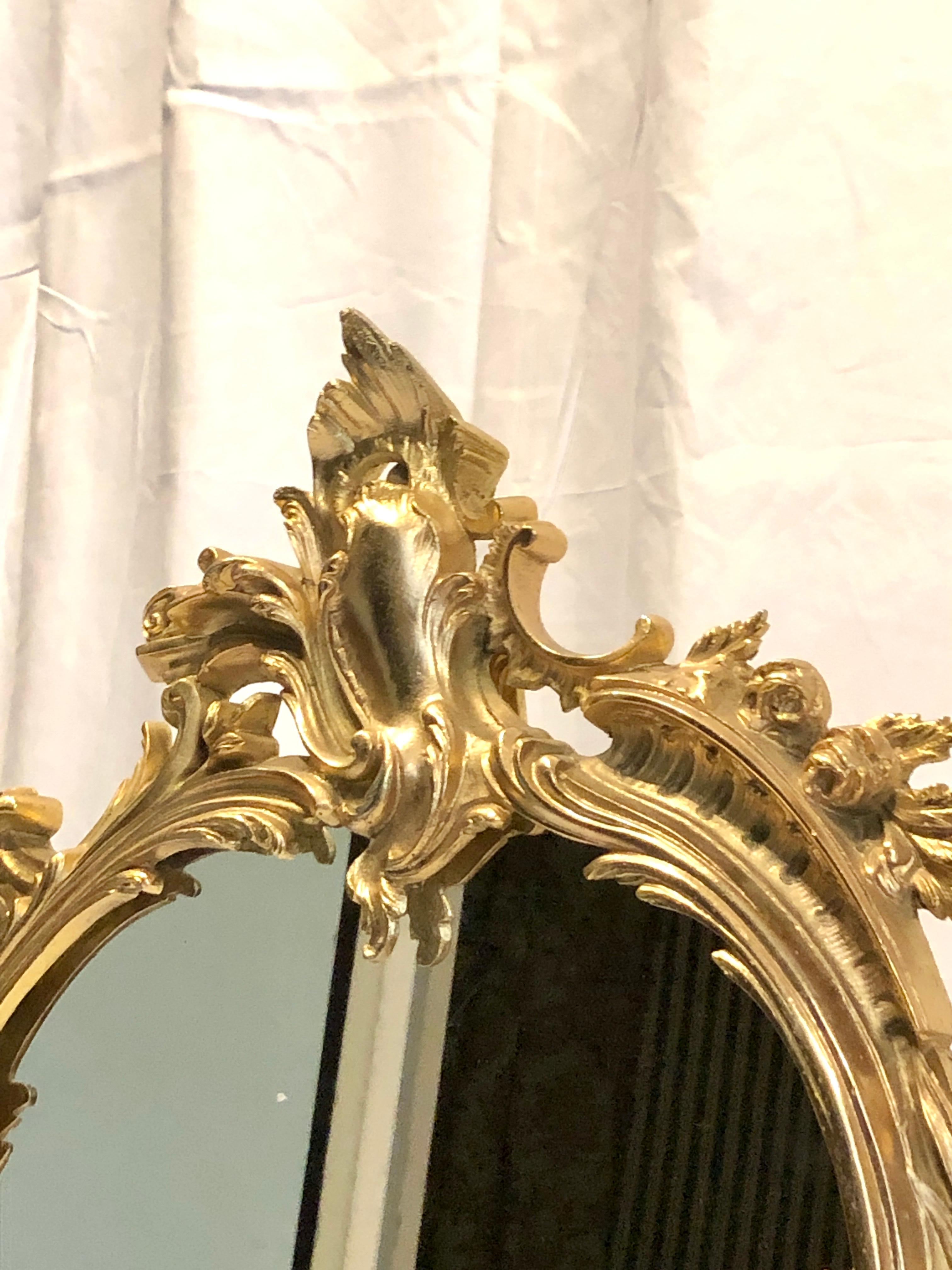 19th Century Antique French Louis XV Style Bronze D' Ore Dressing Mirror, circa 1890
