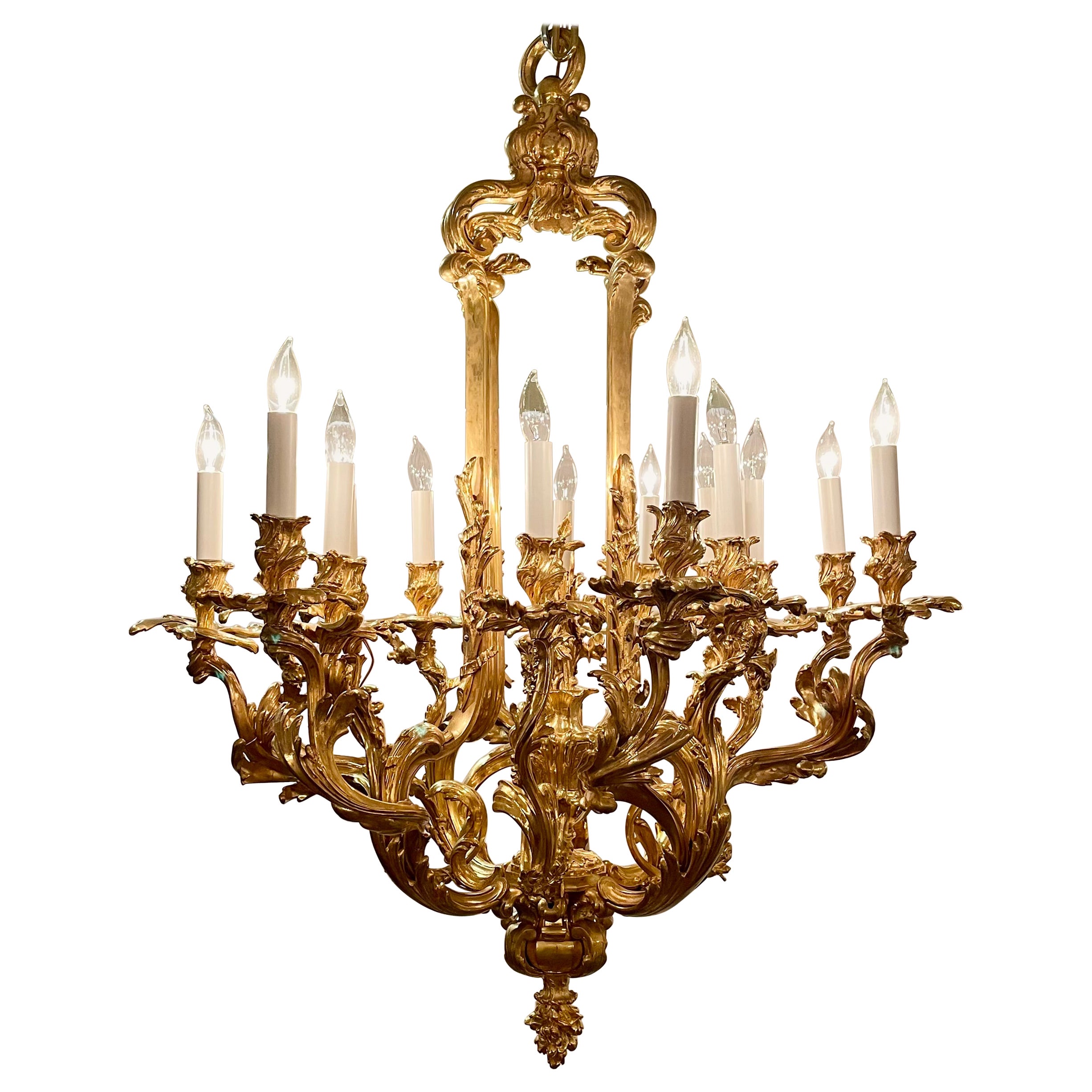 Antique French Louis XV Style Bronze D'Oré Chandelier, CIRCA 1880's.