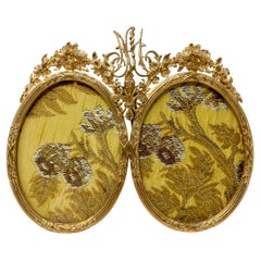Antiguo Marco D'oré Doble Oval de Bronce Estilo Luis XV Francés, Circa 1890