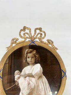 Cadre photo ancien de style Louis XV en bronze d'ore et émail