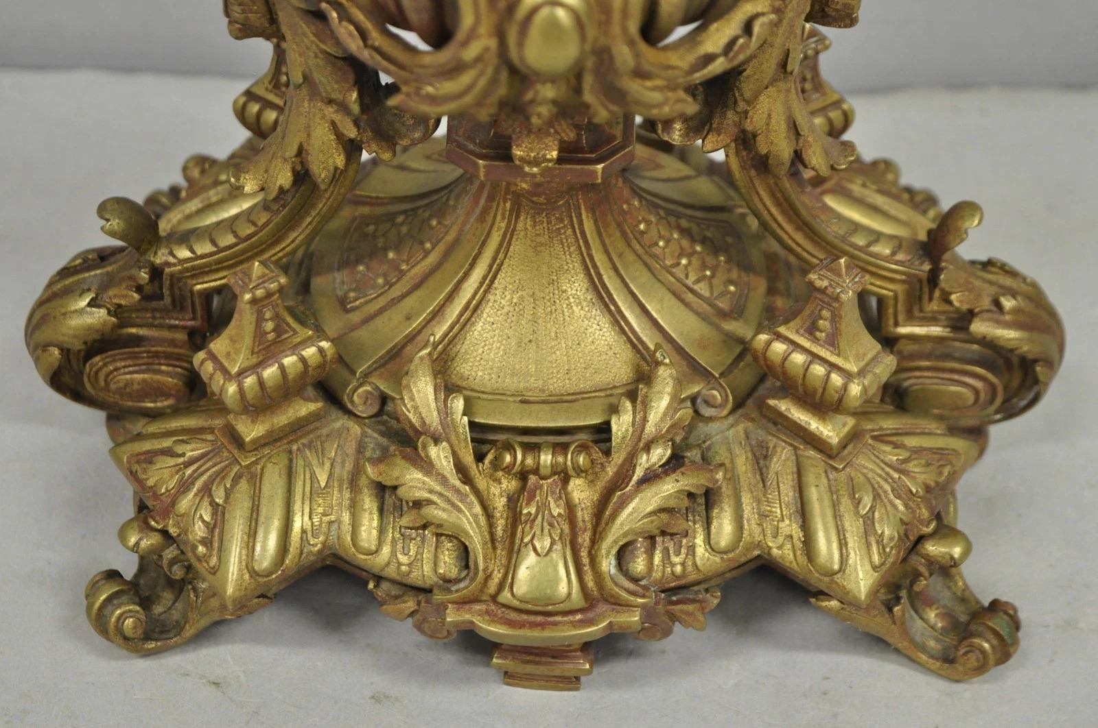 19th Century Antique French Louis XV Style Bronze Figural Winged Cherub Gold Table Lamp For Sale