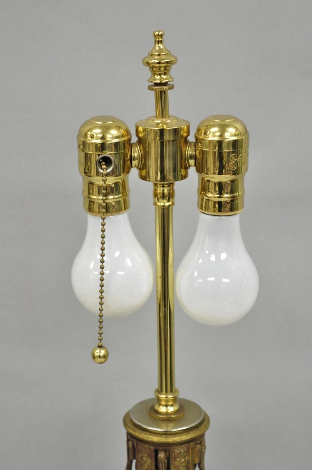 Antique French Louis XV Style Bronze Figural Winged Cherub Gold Table Lamp For Sale 1