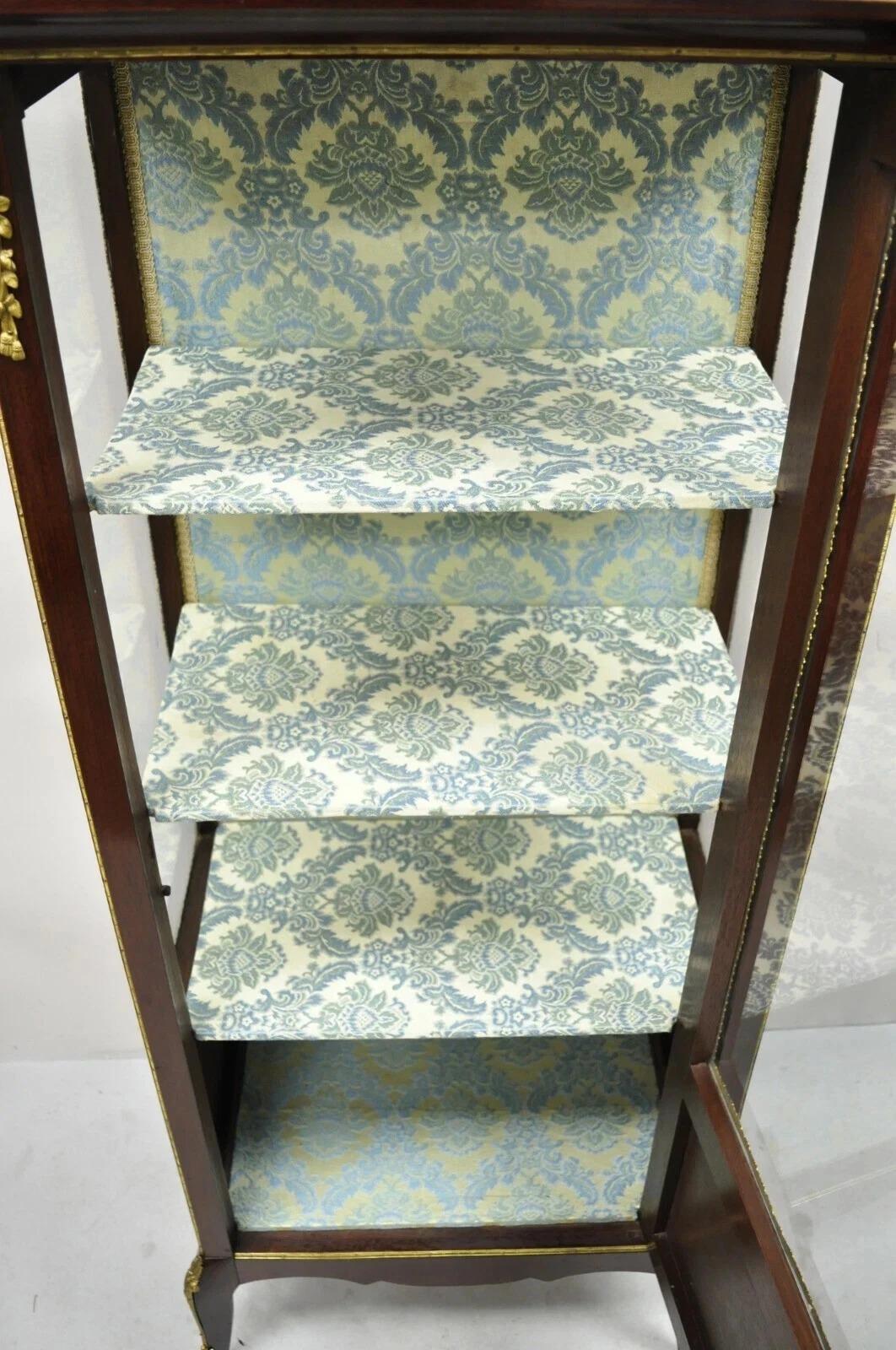 Antique French Louis XV Style Bronze Mount Hand Painted Curio Display Cabinet For Sale 5