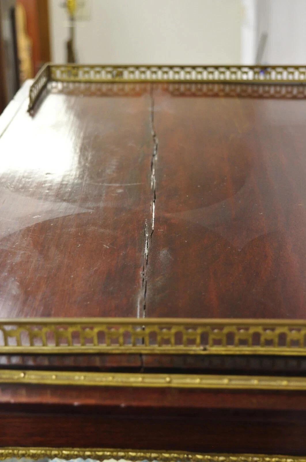 Antique French Louis XV Style Bronze Mount Hand Painted Curio Display Cabinet For Sale 2