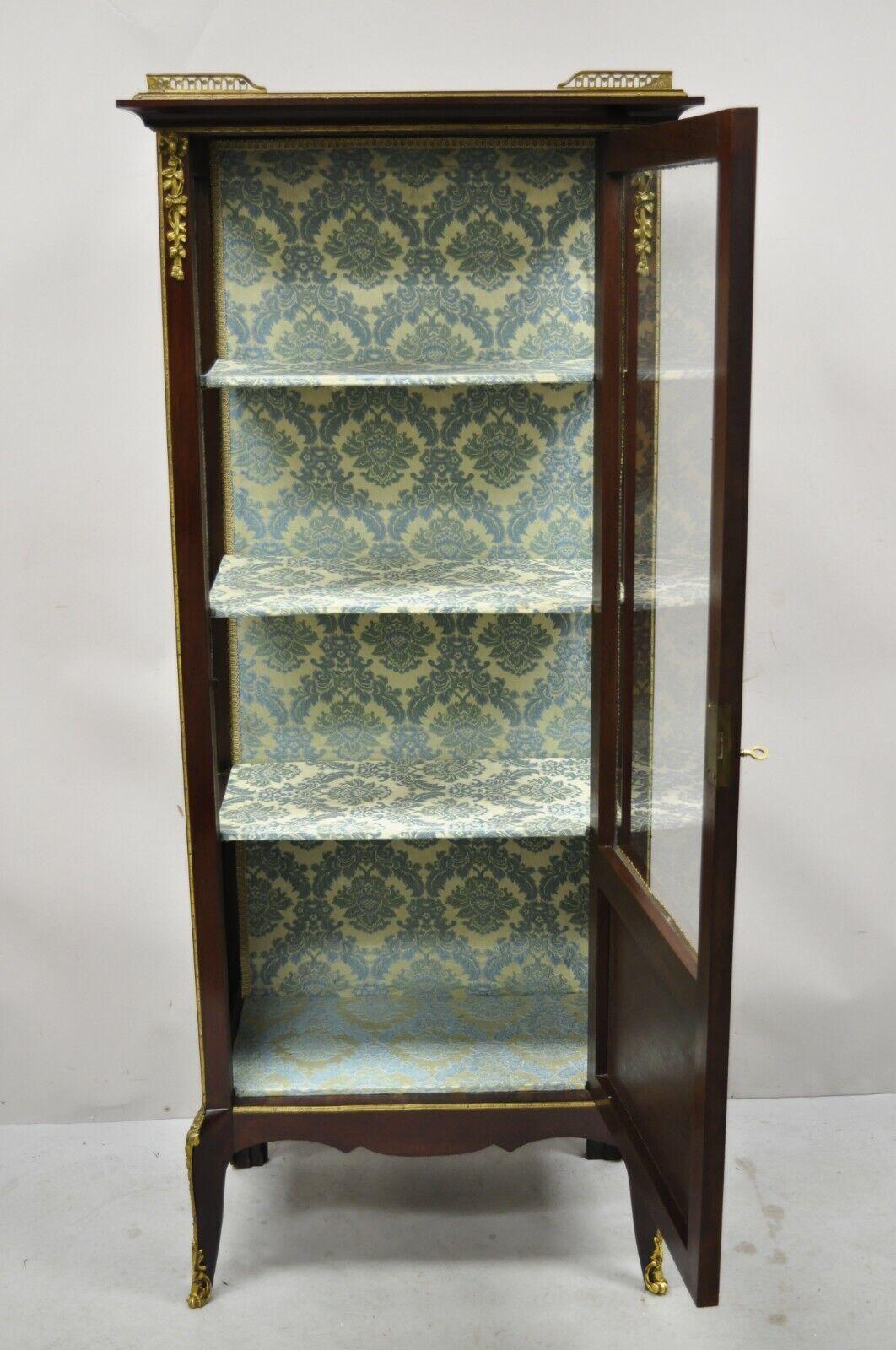 Antique French Louis XV Style Bronze Mount Hand Painted Curio Display Cabinet For Sale 2