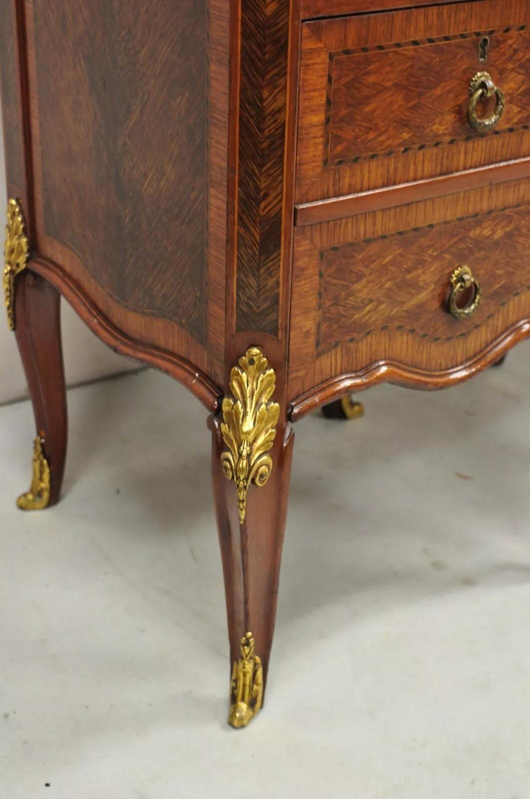 Antique French Louis XV Style Bronze Mounted Marble Top Lingerie Chests - a Pair For Sale 4