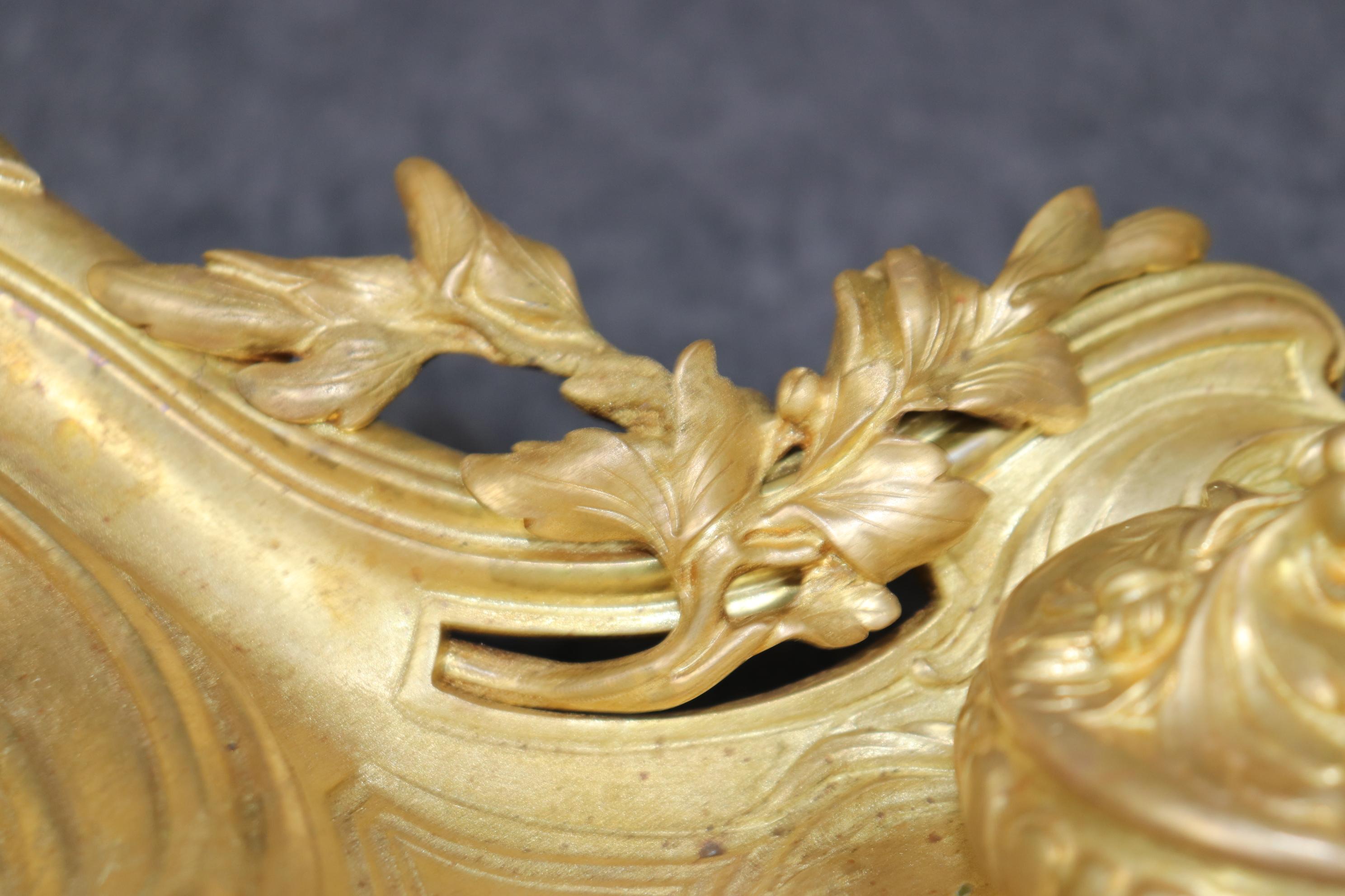 Antique French Louis XV Style Bronze Ormolu Inkwell Signed Van De Voorde For Sale 5
