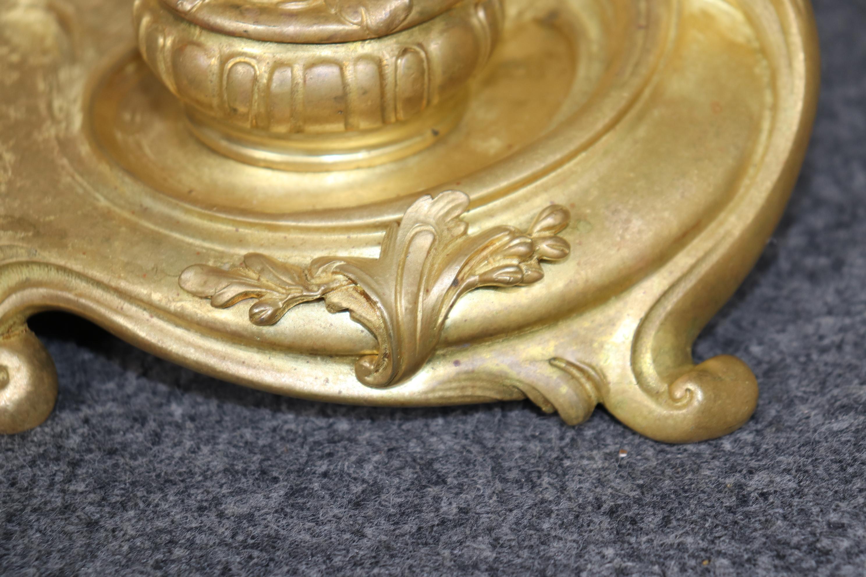 Antique French Louis XV Style Bronze Ormolu Inkwell Signed Van De Voorde For Sale 3