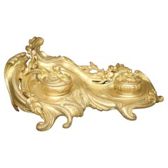 Antikes französisches Bronze-Goldbronze-Tintenfass im Louis-XV-Stil, signiert Van De Voorde