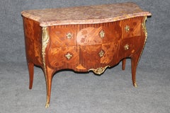 Antique French Louis XV Style Bronze Ormolu Mounted Marble Top Commode