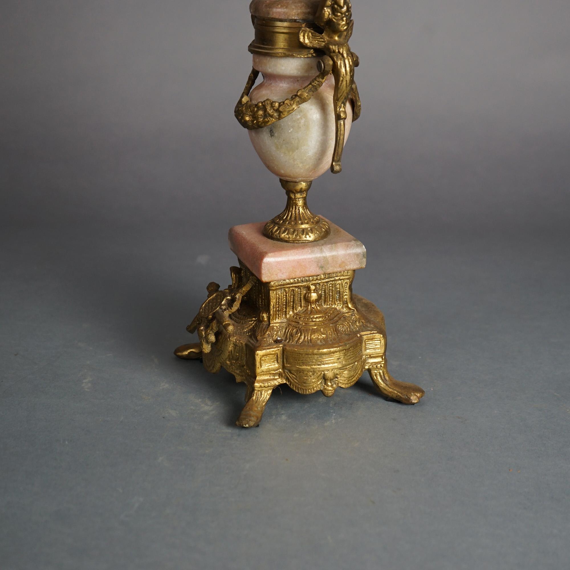 Antique French Louis XV Style Bronze & Rouge Marble Figural Candelabra C1920 For Sale 6