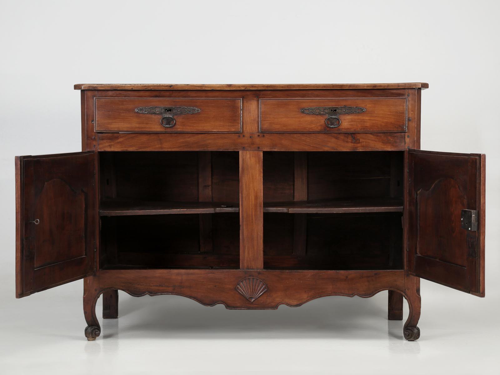 Antique French Louis XV Style Buffet Cherrywood circa Sympathetic Restoration For Sale 14