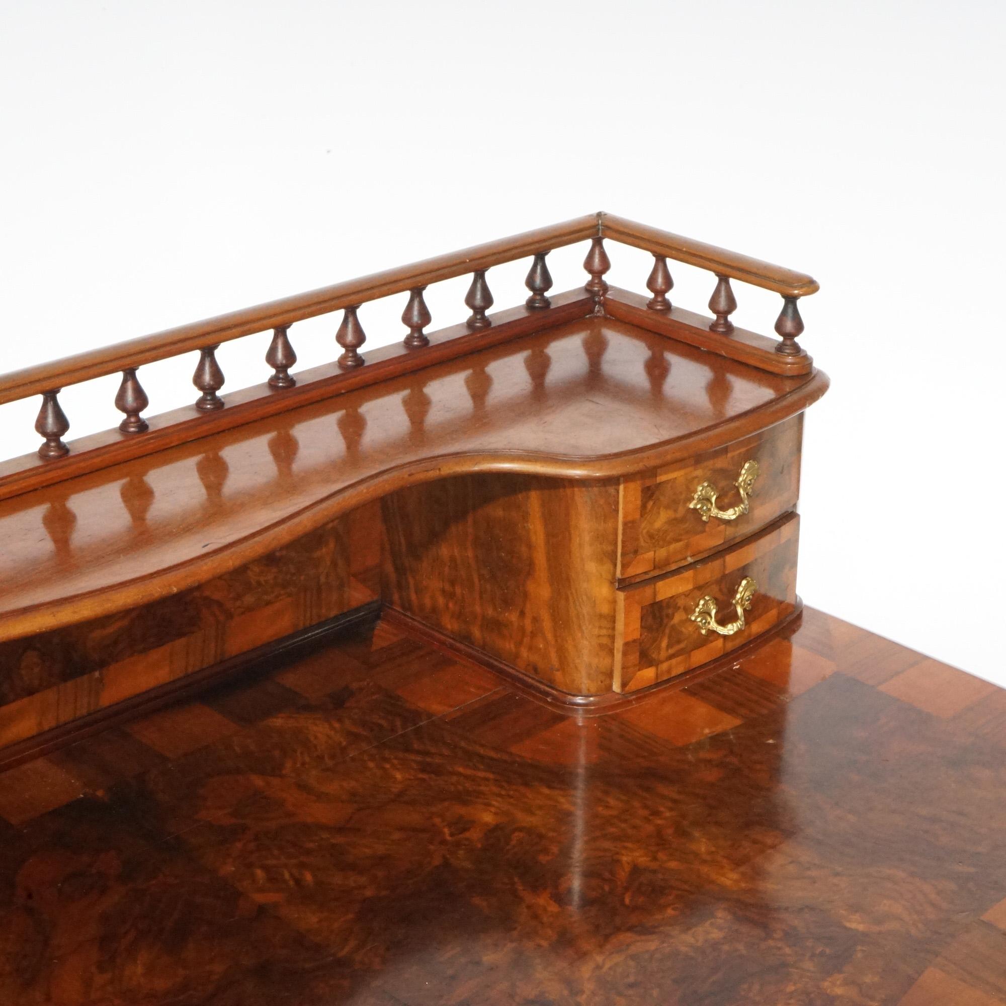 Antique French Louis XV Style Burl & Mahogany Parquetry Ladies Desk  2