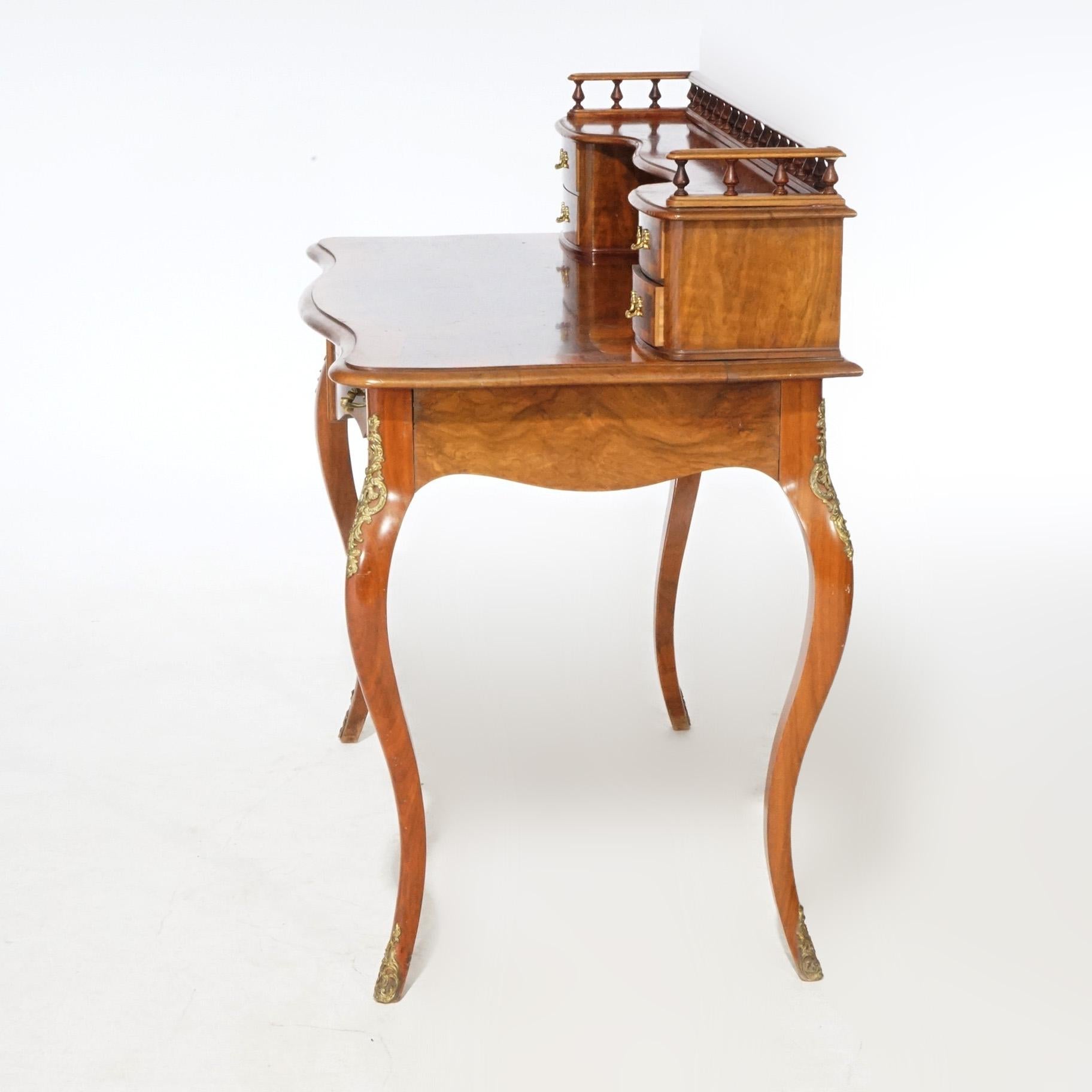 Antique French Louis XV Style Burl & Mahogany Parquetry Ladies Desk  5