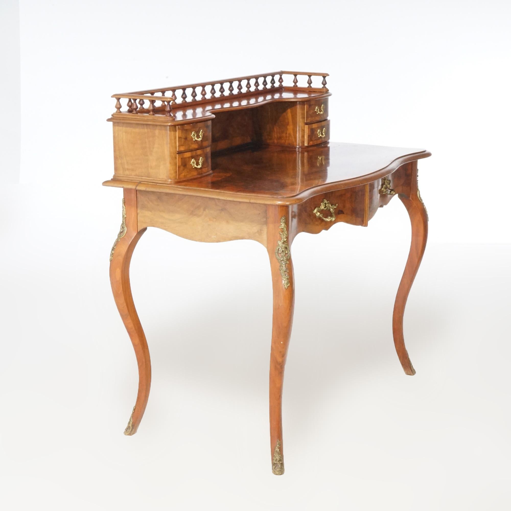 Antique French Louis XV Style Burl & Mahogany Parquetry Ladies Desk  11