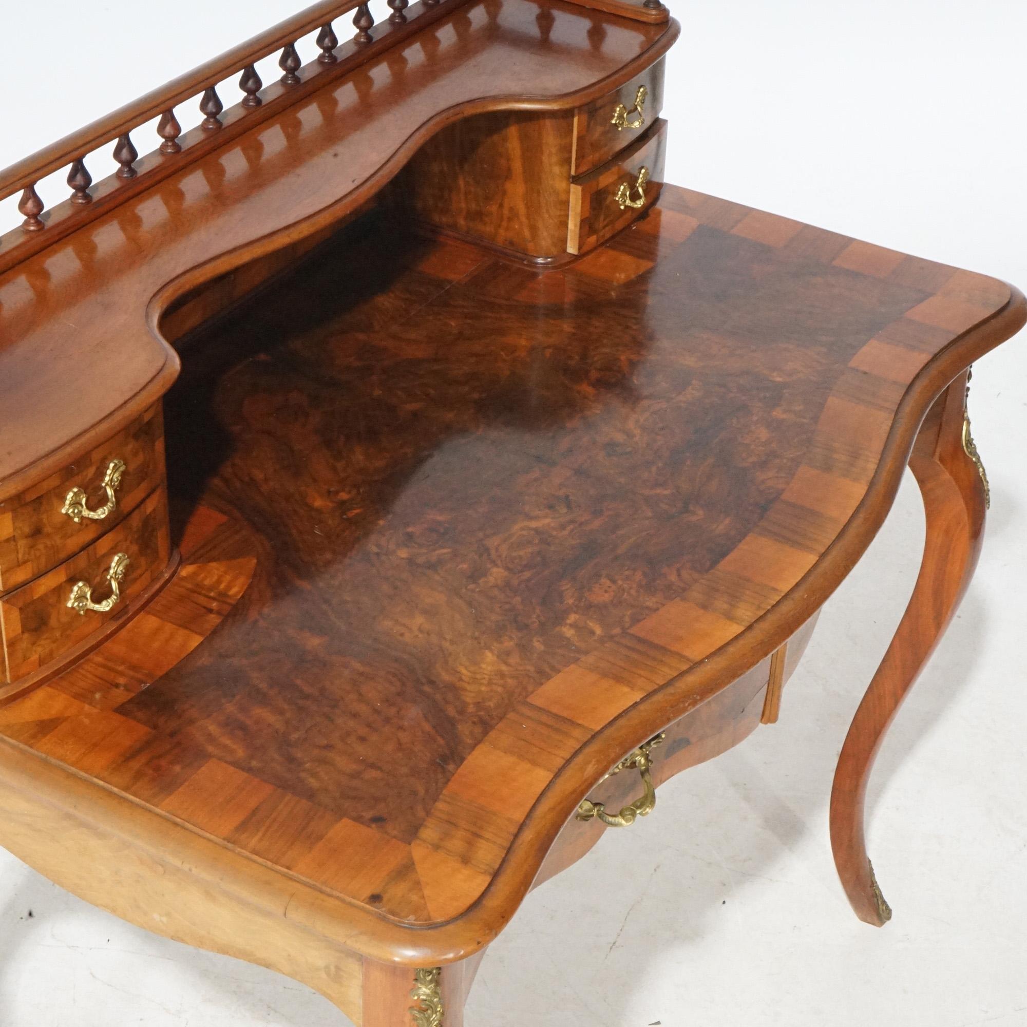 Antique French Louis XV Style Burl & Mahogany Parquetry Ladies Desk  12
