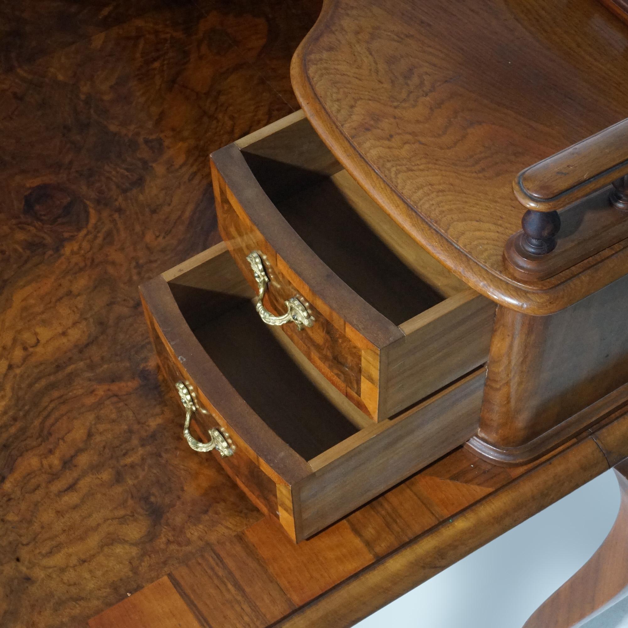 Antique French Louis XV Style Burl & Mahogany Parquetry Ladies Desk  1