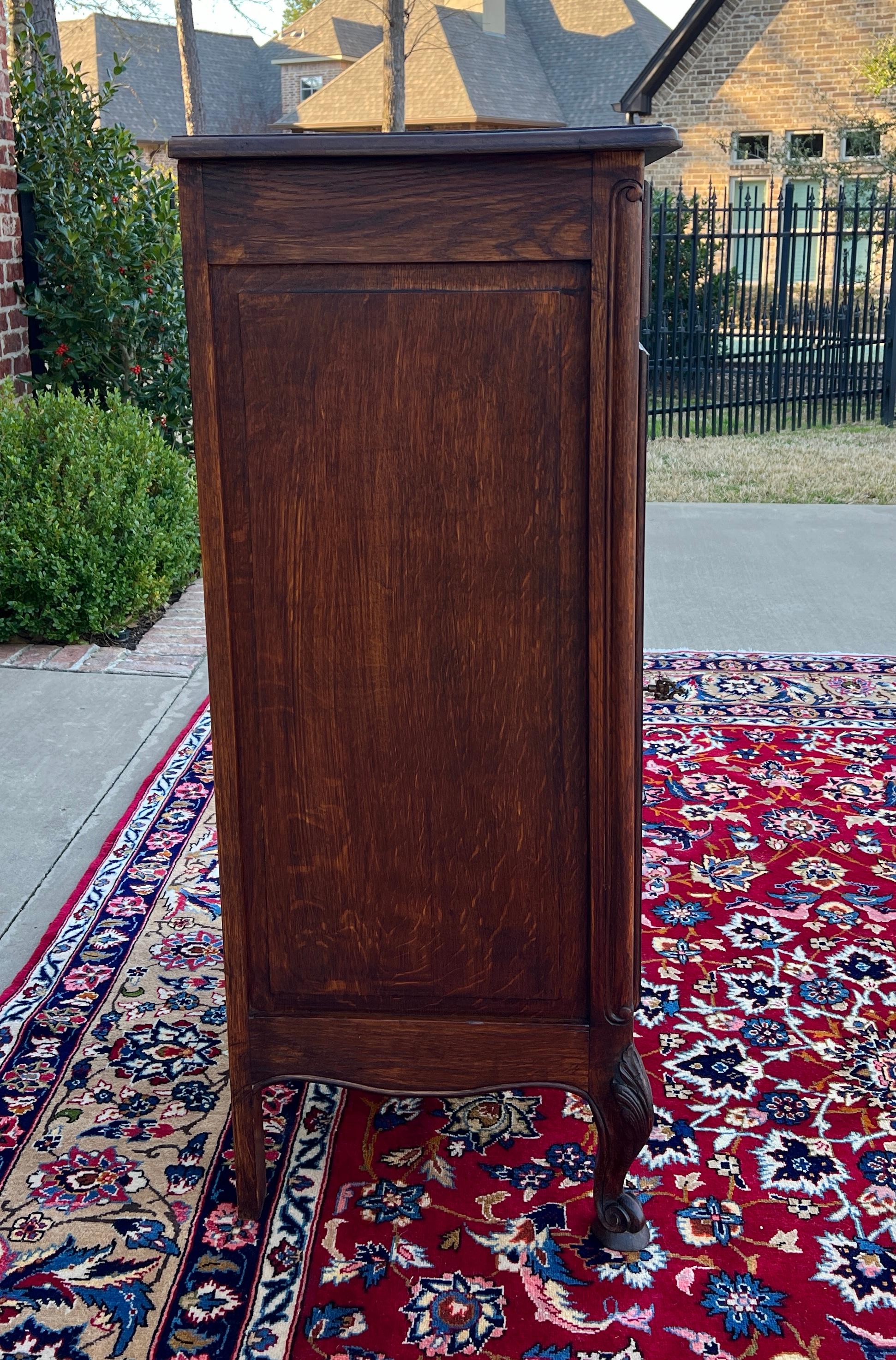 Antique French Louis XV Style Cabinet Cupboard w Drawer Carved Oak Tall 1920s For Sale 2