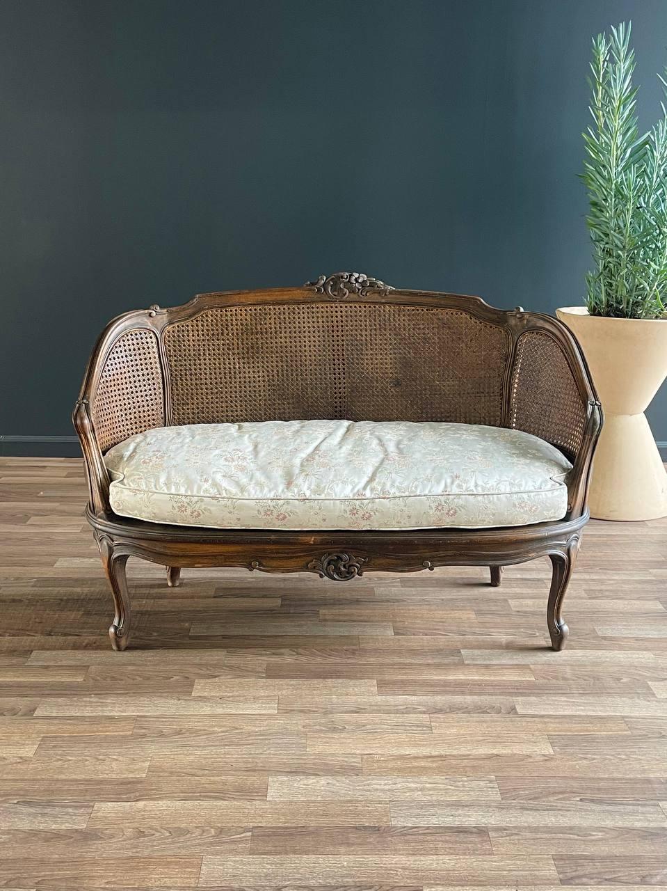 Mid-20th Century Antique French Louis XV Style Caned Settee Sofa